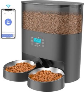HoneyGuaridan 6L Automatic Cat Feeder for 2 Cats, 2.4G WiFi Enabled Smart Feed Pet Feeder for Dogs,