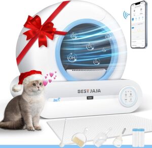 Self Cleaning Litter Box, 2024 Upgraded Automatic Cat Litter Box with Mat & Multiple Cleaning Tools,