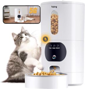 Automatic Cat Feeders Camera 5G: WiFi Easy to Clean Timed Smart Dog Food Dispenser 2-Way Audio Memor