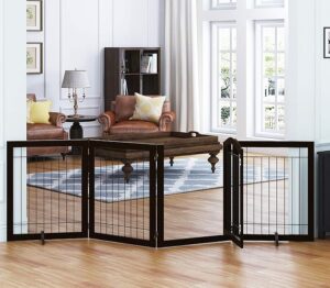 SPIRICH 96-inch Extra Wide 30-inches Tall Dog Gate with Door Walk Through, Freestanding Wire Pet Gat